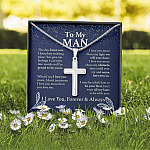 To My Man The Day I Met You I Found My Missing Piece I Love You Forever And Always Artisan Crafted Cross Necklace