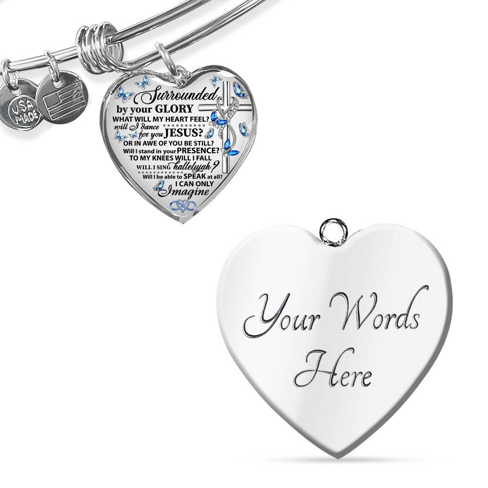 Surrounded By Your Glory What Will My Heart Feel Will I Dance For You Jesus Butterfly Heart Pendant Necklace - Bangle Surrounded By Your Glory What Will My Heart Feel Will I Dance For You Jesus Butterfly Heart Pendant Necklace - Bangle