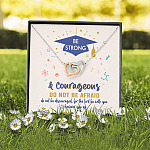 Graduation Gift Necklace Be Strong and Courageous Do Not Be Afraid Interlocking Heart Pendant Necklace