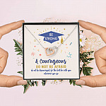 Graduation Gift Necklace Be Strong and Courageous Do Not Be Afraid Interlocking Heart Pendant Necklace