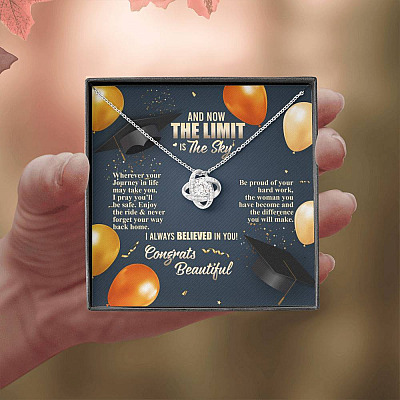And Now The Limit Is The Sky Wherever Your Journey In Life May Take You Graduation Love Knot Necklace