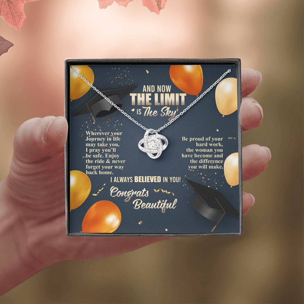 And Now The Limit Is The Sky Wherever Your Journey In Life May Take You Graduation Love Knot Necklace