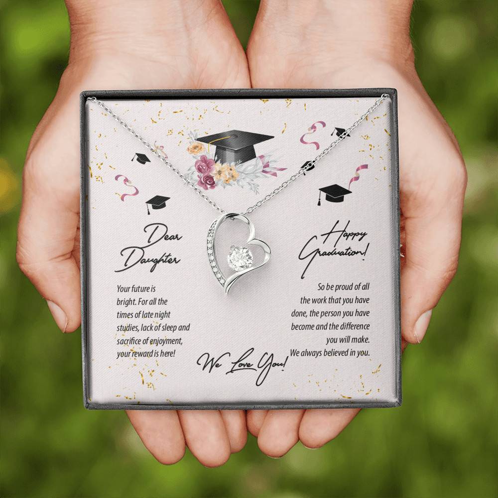 Dear Daughter Happy Graduation We Love You Forever Love Heart Pendant Necklace - Graduation Day Gift For Her