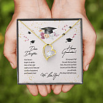 Dear Daughter Happy Graduation We Love You Forever Love Heart Pendant Necklace - Graduation Day Gift For Her