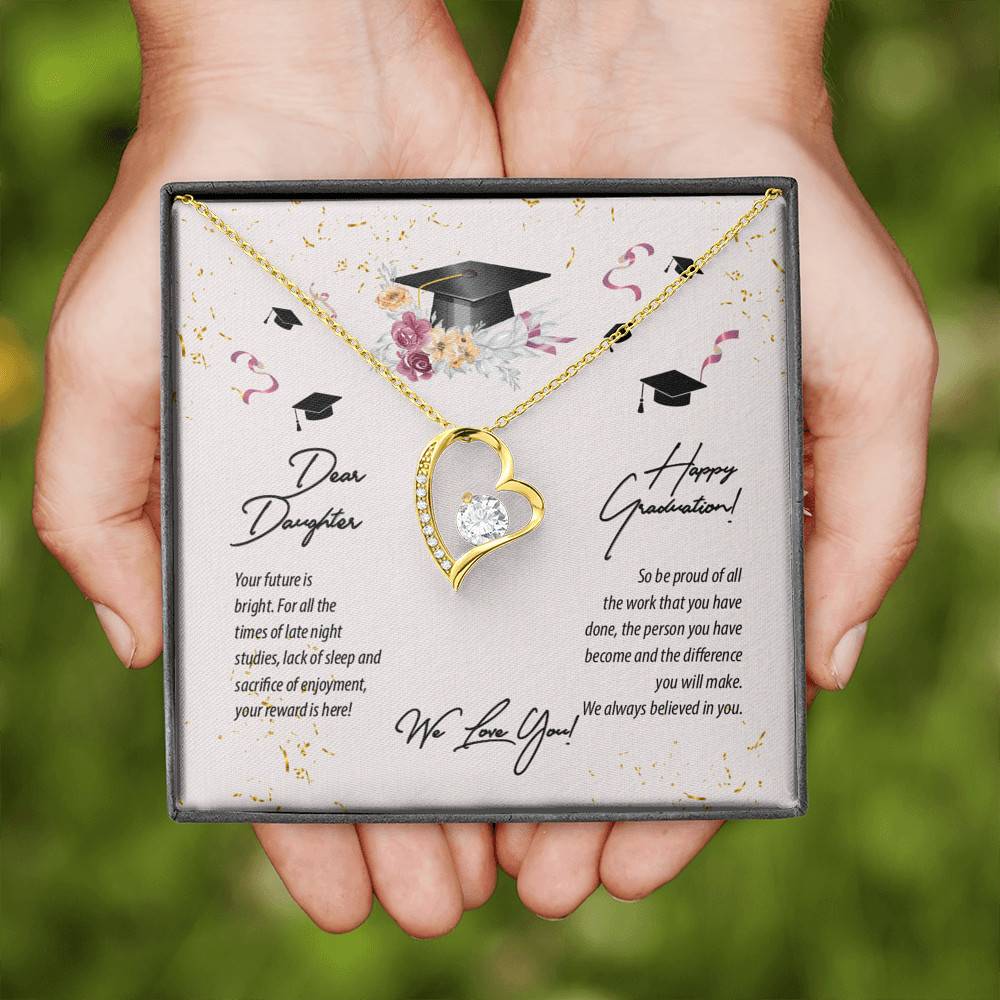 Dear Daughter Happy Graduation We Love You Forever Love Heart Pendant Necklace - Graduation Day Gift For Her