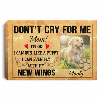 3KT. Don't Cry For Me Dad Mom Dog Custom Photo - Sample Design, White, 0.75'' Framed Canvas