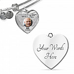 Personalized Custom Photo Daddy's Girl I Used To Be His Angel Now He's Mine Dad Memorial Heart Necklace - Bangle