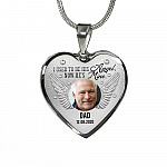 Personalized Custom Photo Daddy's Girl I Used To Be His Angel Now He's Mine Dad Memorial Heart Necklace - Bangle