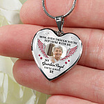 Personalized Photo Mom Even Though You're Not Here With Me My Guardian Angel Heart Pendant Necklace