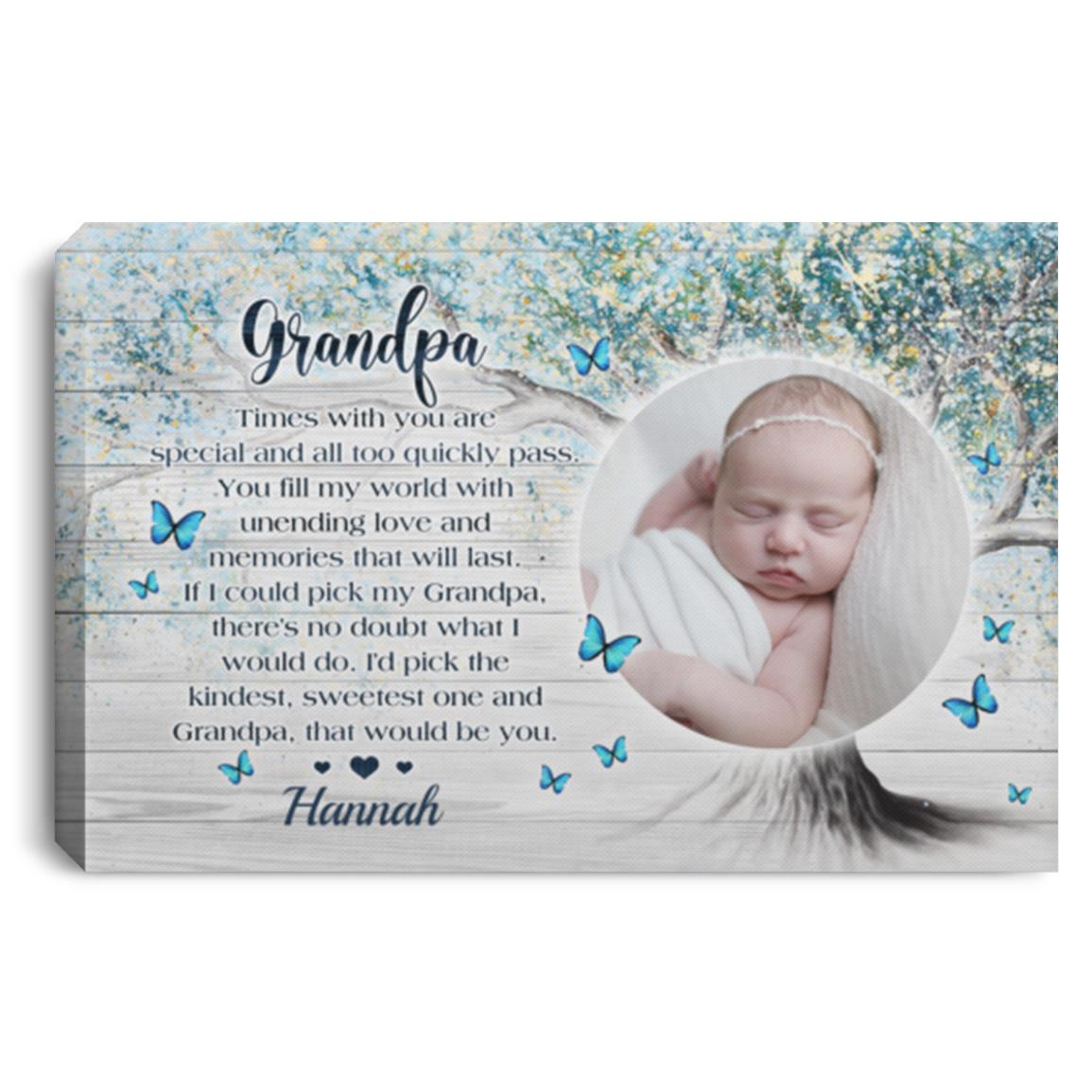 Personalized Photo Grandpa Time, White, 0.75'' Framed Canvas