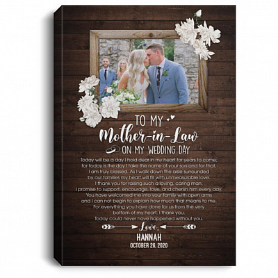 Personalized Photo to My Mother, White, 0.75'' Framed Canvas