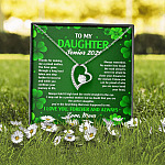 To My Daughter Senior 2021 Forever Love Heart Pendant Necklace - Graduation Day Gift For Her