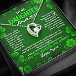 To My Daughter Senior 2021 Forever Love Heart Pendant Necklace - Graduation Day Gift For Her