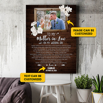 Alternative view of Personalized Photo to My Mother-In-Law on My Wedding Day Framed Canvas Prints-Unframed Poster-Wall Art
