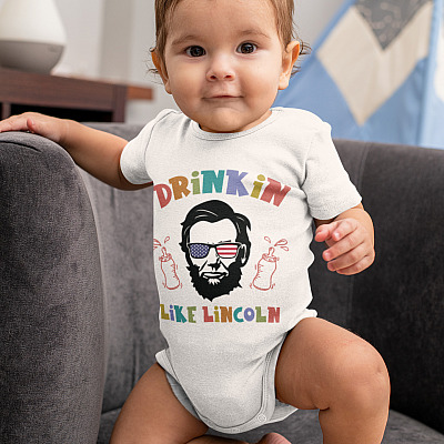 Alternative view of Drinking Like Lincoln Baby Onesie - Baby Infant Bodysuit