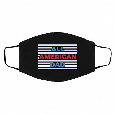 All American Dad Mask, Black, Cloth Face Cover – Medium/Large