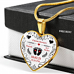 Personalized Baby Stats Heart Pendant Necklace - Bangle - Birth Announcement Gift