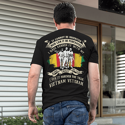Alternative view of It Cannot Be Inherited I Own It Forever The Title Vietnam Veteran Print On Back Only - Plain Front T-Shirt