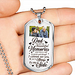 Personalized Photo Dad You Left Me Beautiful Memories Dog Tag Pendant Necklace