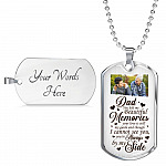 Personalized Photo Dad You Left Me Beautiful Memories Dog Tag Pendant Necklace