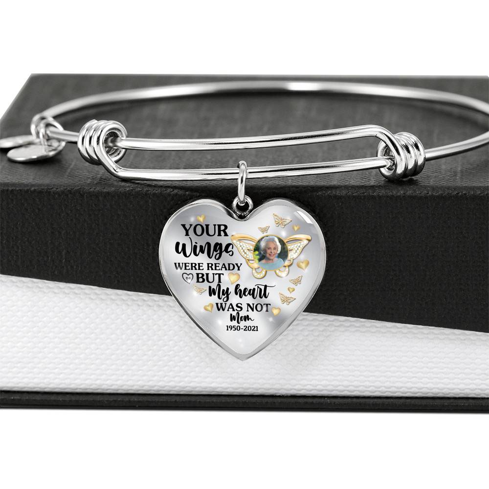 Personalized Photo Butterfly Your Wings Were Ready but My Heart Was Not Heart Pendant Necklace Personalized Photo Butterfly Your Wings Were Ready but My Heart Was Not Heart Pendant Necklace