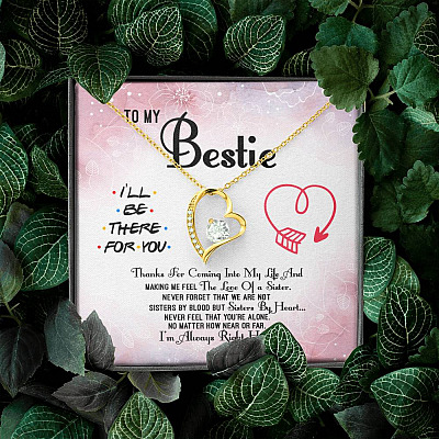 To My Bestie Thanks For Coming Into My Life And Making Me Feel The Love Of A Sister Forever Love Heart Pendant Necklace