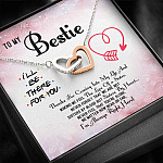 To My Bestie Thanks For Coming Into My Life And Making Me Feel The Love Of A Sister Interlocking Hearts Pendant Necklace
