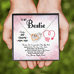 To My Bestie Thanks For Coming Into My Life And Making Me Feel The Love Of A Sister Interlocking Hearts Pendant Necklace