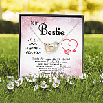 To My Bestie Thanks For Coming Into My Life And Making Me Feel The Love Of A Sister Interlocking Hearts Pendant Necklace
