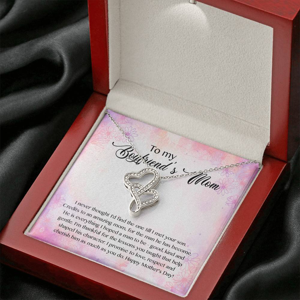 To My Boyfriend's Mom I Never Thought I'd Find The One Till I Met Your Son Double Hearts Pendant Necklace