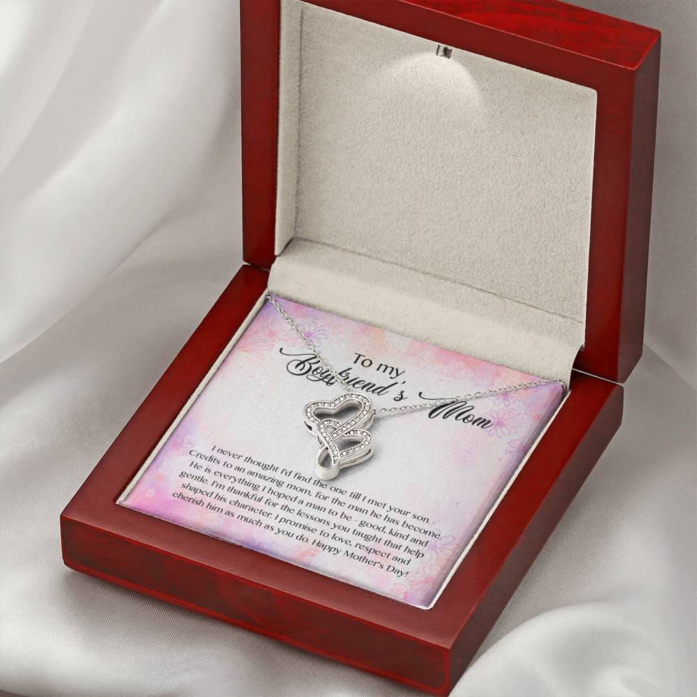 To My Boyfriend's Mom I Never Thought I'd Find The One Till I Met Your Son Double Hearts Pendant Necklace