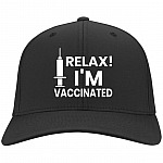 Relaxed I'm Vaccinated hat, Black, Twill Cap