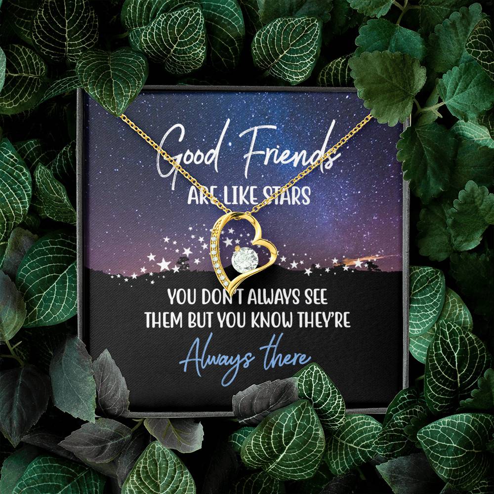 Good Friends Are Like Stars They're Always There Forever Love Heart Pendant Necklace