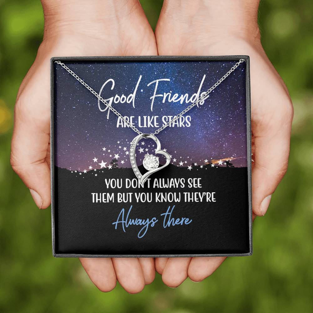 Good Friends Are Like Stars They're Always There Forever Love Heart Pendant Necklace
