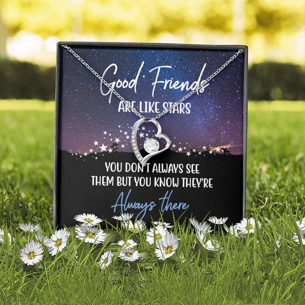 Good Friends Are Like Stars They're Always There Forever Love Heart Pendant Necklace