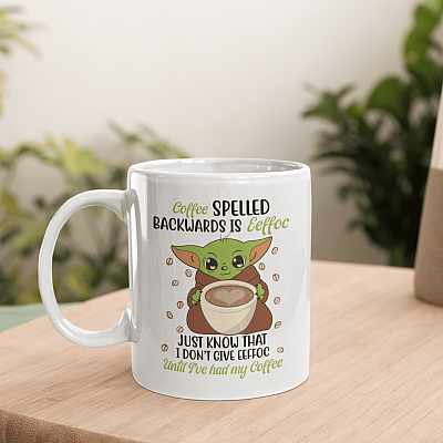 Alternative view of Coffee Spelled Backwards Is Eeffoc Just Know that I Don't Give Eeffoc Ceramic Coffee Mug - Beer Stein - Water Bottle