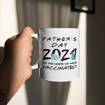 Alternative view of Father's Day 2021 the One Where We Vaccinated Mask Friend Mask Mug - Beer Stein - Water Bottle - Color Changing Mug