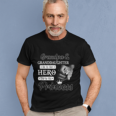 Alternative view of Grandpa And Granddaughter He Is Her Hero She Is His Princess T-Shirt - Grandpa Gifts From Granddaughter