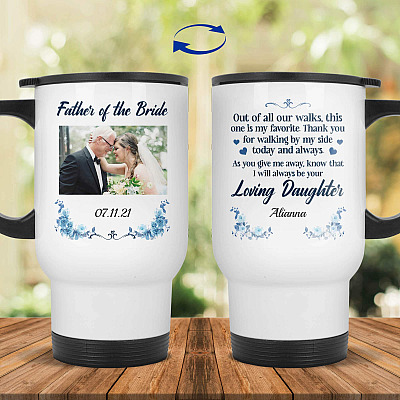 14 oz. White Travel Mug