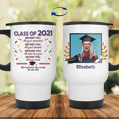 14 oz. White Travel Mug