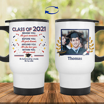 14 oz. White Travel Mug