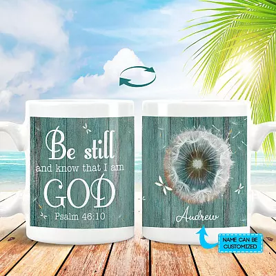 Personalized Photo Be Still and Know that I Am God Psalm 46 10 Two Sided Ceramic Coffee Mug - Beer Stein