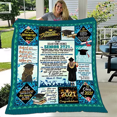 Personalized to My Daughter Senior 2021 Never Feel That You Are Alone Fleece - Mink Sherpa - Woven Blanket