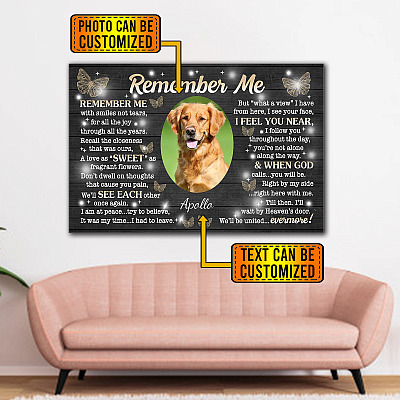 Personalized Photo Remember Me With Smiles Not Tears Gallery Wrapped Framed Canvas Prints - Unframed Poster