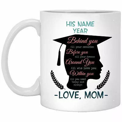 Graduation Behind You Boy, White, 11 oz. White Mug