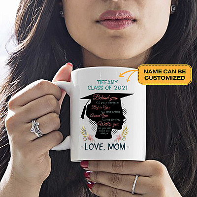 Alternative view of Personalized Graduation Behind You All Your Memories Girl Coffee Mug - Beer Stein - Water Bottle - Color Changing Mug