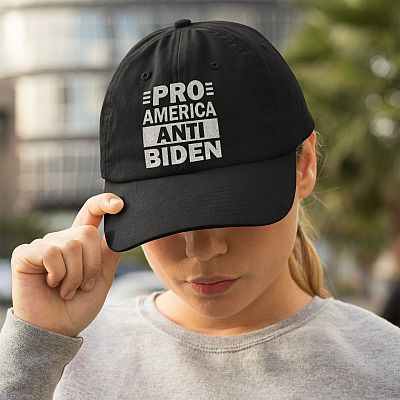 Alternative view of Pro America Anti Biden Funny Political Twill Cap - High-Profile Snapback Hat - Trucker Hat