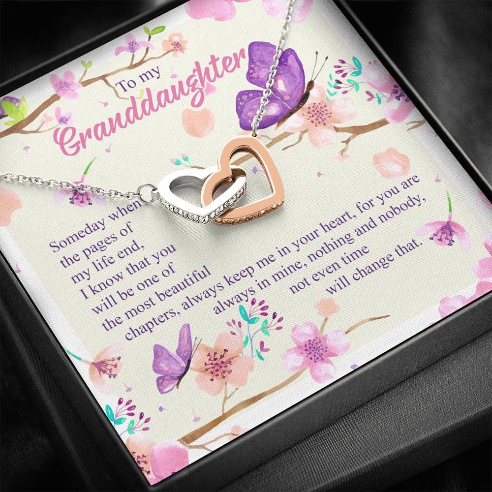To My Granddaughter Someday When The Pages Of My Life End Interlocking Hearts Pendant Necklace