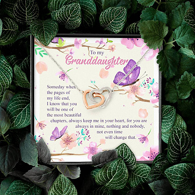 To My Granddaughter Someday When The Pages Of My Life End Interlocking Hearts Pendant Necklace