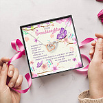 To My Granddaughter Someday When The Pages Of My Life End Interlocking Hearts Pendant Necklace